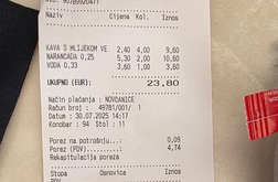 Hrvat delil račun iz Splita: cena vode in oranžade presenetila mnoge