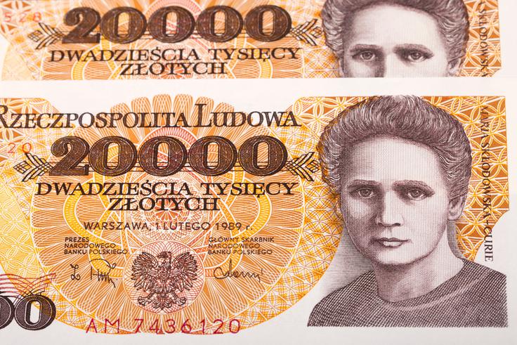 Na bankovcu za 20 tisoč poljskih zlotov je ime znanstvenice zapisano v izvirni obliki z dodanim priimkom po poroki. | Foto: Shutterstock