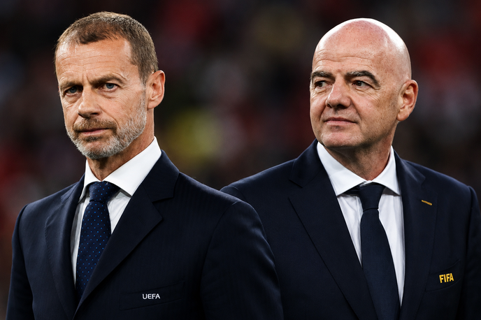 Aleksander Čeferin, Gianni Infantino | Predsednika Uefe in Fife, Slovenec Aleksander Čeferin in Švicar Gianni Infantino, se razhajata pri številnih pogledih o poslanstvu in prihodnosti nogometa. | Foto Guliverimage