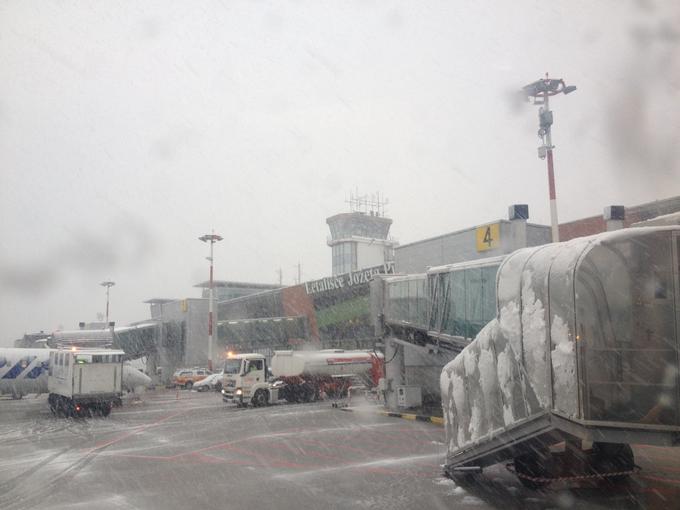 Sneg povzroča težave tudi na letališču Jožeta Pučnika. Foto: Martin Pavčnik | Foto: 