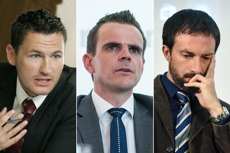 Pravniki Jurij Toplak, Matej Avbelj in Andraž Teršek so spremembo ustave zaradi odločbe ustavnega sodišča, po kateri bi morali izenačiti financiranje državnih in zasebnih šol, označili za moralno zavržno. | Foto: STA ,