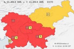 V četrtek rdeči vremenski alarm za večino Slovenije