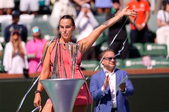 Sabalenka po preobratu osvojila Indian Wells in končala črn niz proti Ribakini