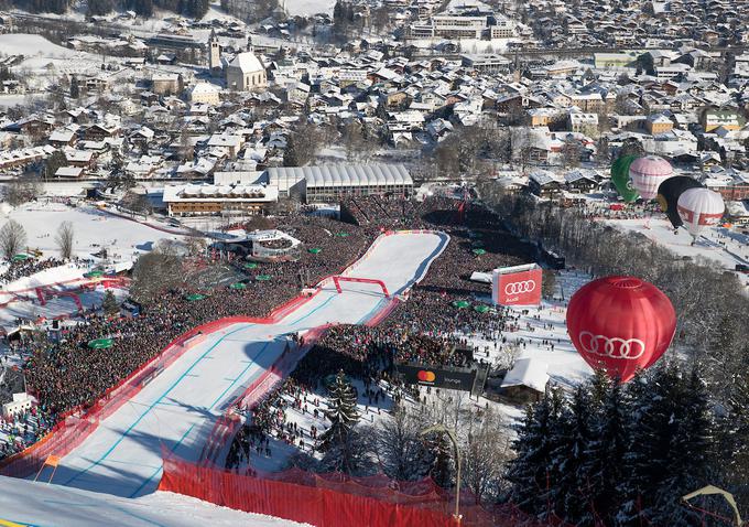 Smučarsko prizorišče v Kitzbuhlu ponuja najvišji denarni sklad.  Zmagovalca slaloma in smuka domov odkorakata bogatejša za dobrih 74 tisoč evrov.  | Foto: Sportida