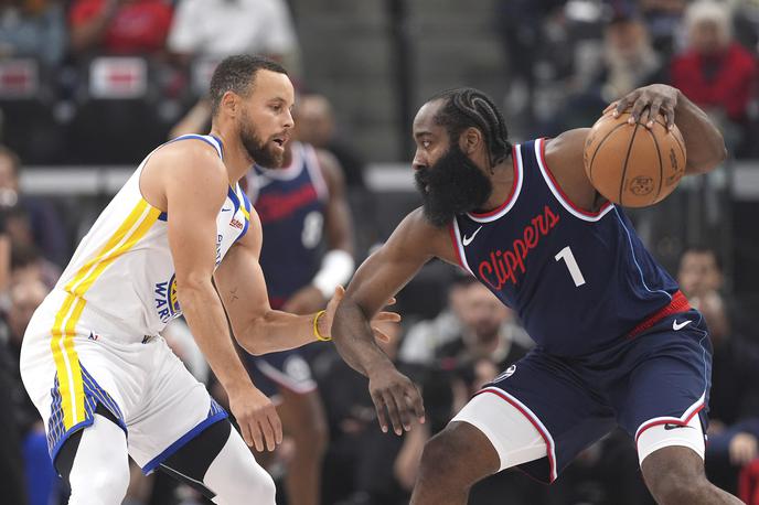 Steph Curry, James Harden | Steph Curry je bil najboljši strelec Warriors, a na koncu so se veselili James Harden in LA Clippers. | Foto Guliverimage