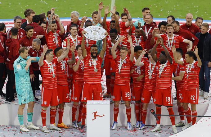 Bayern je postal državni prvak desetič zapored, kar je nov rekord največjih petih evropskih lig. | Foto: Reuters