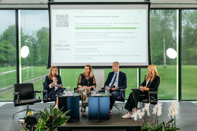 Triglav, kariera po karieri | Med 150 sodelujočimi športnicami in športniki, trenerji ter predstavniki zvez, klubov in preostalih partnerjev so nekateri izmed njih na letošnji konferenci Kariera po karieri spregovorili tudi o svojih izkušnjah in rešitvah, ki delujejo. | Foto Zavarovalnica Triglav