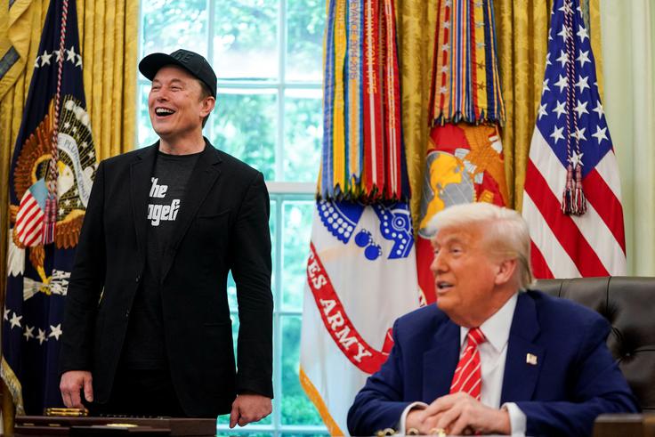 Elon Musk in Donald Trump na tiskovni konferenci ob Muskovem uradnem slovesu od Bele hiše | Foto: Reuters