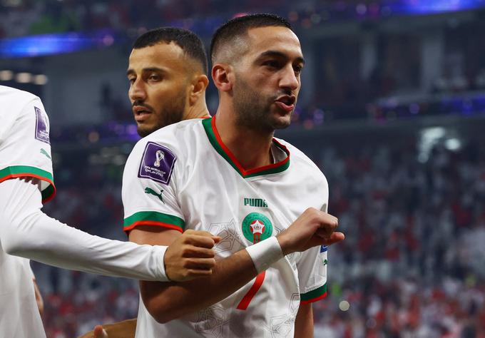 Hakim Ziyech je pomagal Maroku do zgodovinskega preboja v polfinale SP. Pred tem je bil na seznamu nekdanjega selektorja Vahida Halilhodžića kar nekaj časa prečrtan.  | Foto: Reuters