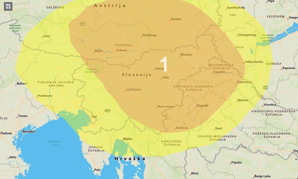 Slovenijo bo prešla hladna fronta: mogoči toča in pogosti udari strel #animacija