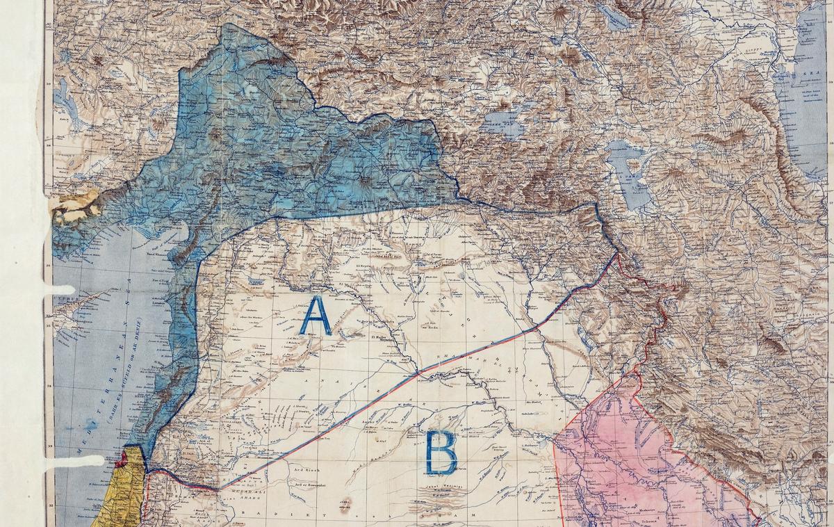 Sykes-Picotov sporazum - zemljevid | Foto commons.wikimedia.org