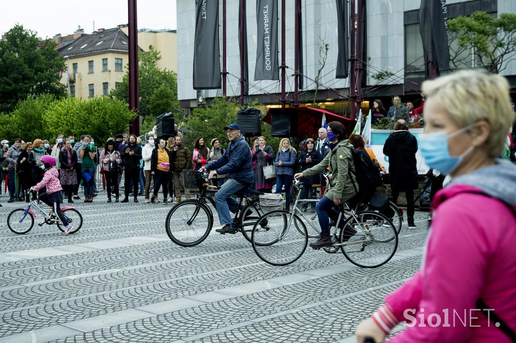 Protesti kolesarjev v Ljubljani
