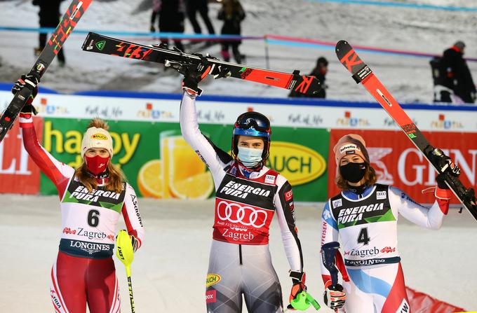 Drugo in tretje mesto sta zasedli Avstrijka Katharina Liensberger in Švicarka Michelle Gisin. | Foto: Reuters