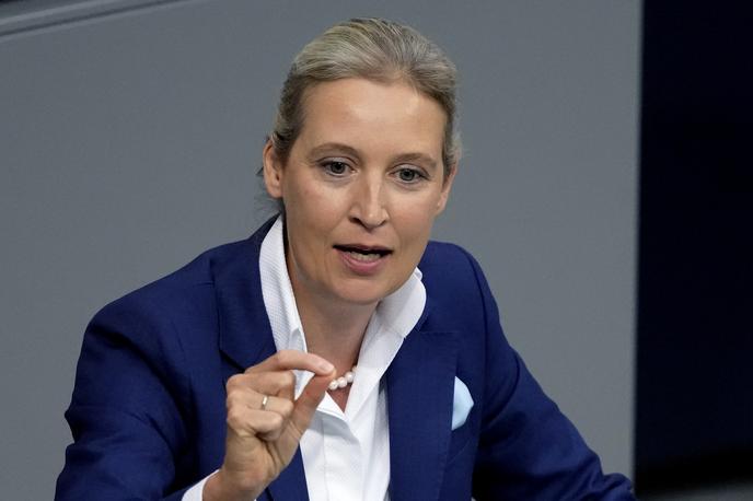 Alice Weidel | Številni kritiki Alice Weidel očitajo, da javno zagovarja drugačna stališča, na primer glede družinskega življenja, kot ga živi sama. Pri tem je zlasti v ospredju dejstvo, da v civilnem partnerstvu živi z žensko, politično in javno pa zagovarja tradicionalno družino z očetom in mamo. | Foto Guliverimage