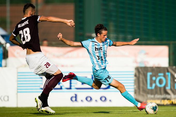 Tjaš Begić, 17-letni dragulj Gorice, je prišel do prvega gola v prvi slovenski ligi. | Foto: Grega Valančič/Sportida
