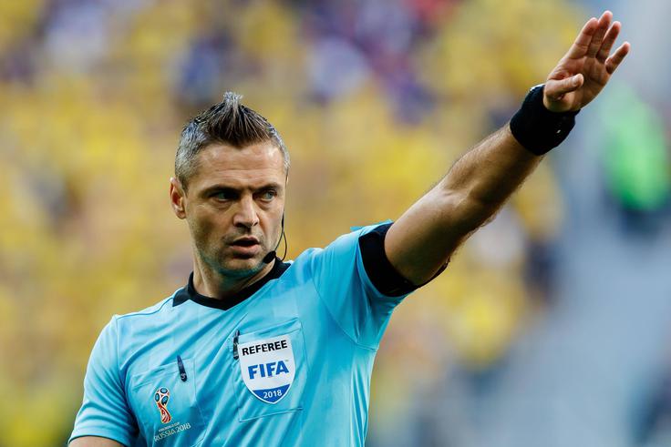 Ko je Damir Skomina sodil na SP 2018, sta bila njegova pomočnika Jure Praprotnik in Robert Vukan. | Foto: Guliverimage