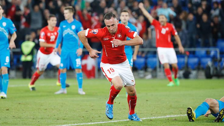 Josip Drmić je v infarktnem zaključku srečanja dvakrat zatresel mrežo Slovenije. | Foto: Guliverimage