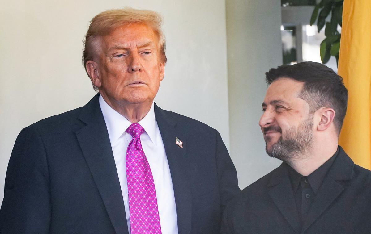 Donald Trump in Volodimir Zelenski | Zelenski je po srečanju s Trumpom novinarjem povedal, da se Rusija boji tomahawkov, vendar pa je sam "realist" glede možnosti, da jih bo dobil od ZDA. | Foto Reuters