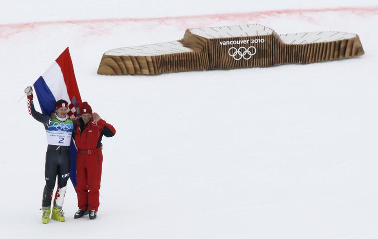 Ante in Ivica Kostelić na olimpijskih igrah v Vancouvru v Kanadi, kjer je Ivica v slalomu in superkombinaciji osvojil srebrno medaljo.  | Foto: Reuters