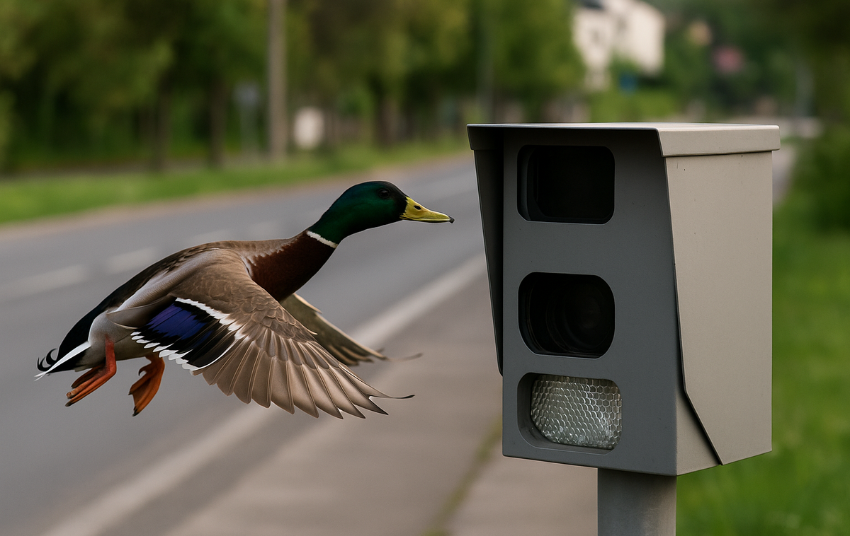 raca radar | Raca mlakarica je po podatkih Lovske zveze Slovenije izvrstna letalka in lahko doseže hitrosti do 80 kilometrov na uro. Primer iz Švice tako ni presenečenje – je pa vsekakor zanimiva zgodba, ki je nasmejala tako domačine kot uporabnike spleta. | Foto Fotografija je bila ustvarjena s pomočjo umetne inteligence