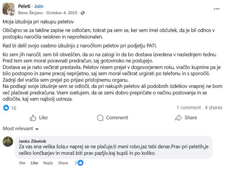 peleti Facebook | Foto: Facebook/posnetek zaslona