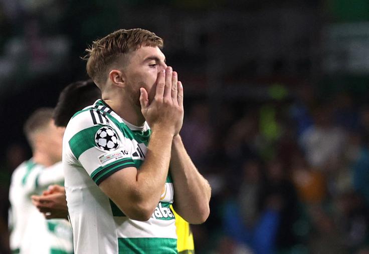 James Forrest (Celtic) na prvi tekmi proti Kairatu (0:0) kar ni mogel verjeti, kaj vse je zapravil škotski prvak. | Foto: Reuters
