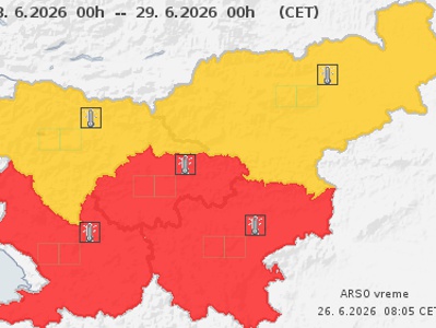 Pred nami vrhunec vročinskega vala, za polovico Slovenije razglašen rdeč alarm