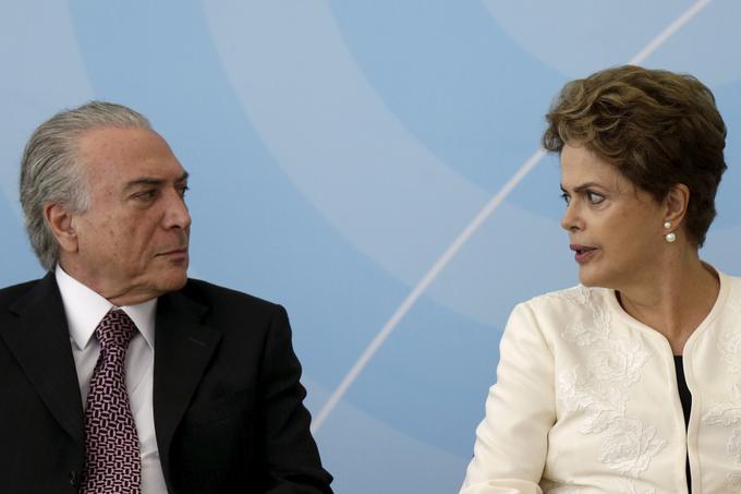 Pričakovati je, da bo nov brazilski predsednik Michel Temer (levo) poskušal čim več slabega naprtiti prejšnji predsednici Dilmi Rousseff, najverjetneje tudi bilanco olimpijskih iger. | Foto: Reuters