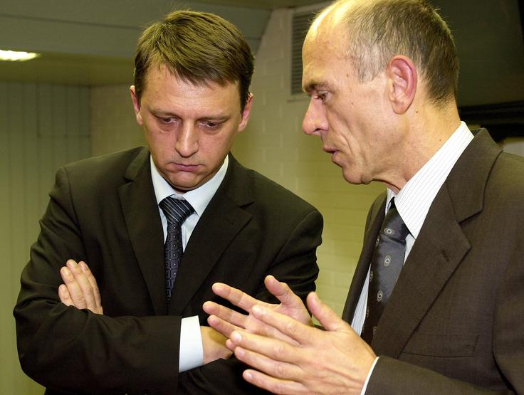 Tone Rop (levo) se spominja, da Dušan Semolič z LDS - dolgo let pod vodstvom Janeza Drnovška - nikoli ni dobro funkcioniral. | Foto: STA ,