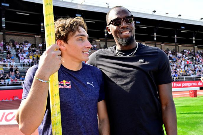 Armand Duplantis, Usain Bolt | Armanda Duplantisa je v Stockholmu spodbujal tudi najhitrejši Zemljan Usain Bolt. | Foto Reuters