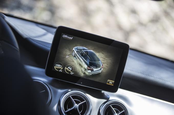 S paketom offroad ima na digitalnem zaslonu GLA tudi prikazovalnik naklona in kota, pod katerim sta obrnjeni sprednji kolesi. | Foto: Mercedes-Benz