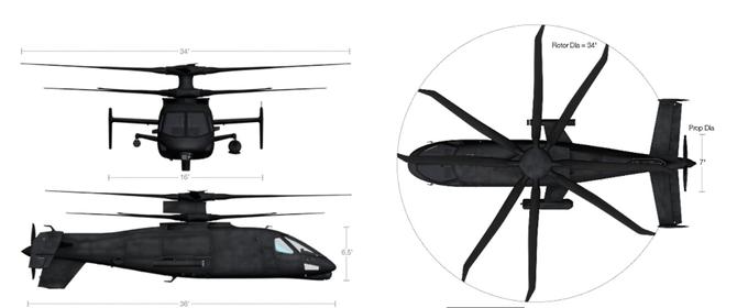 Novi helikopter je dolg 11 metrov, največja vzletna masa znaša dobrih pet ton, premer glavnega rotorja je deset metrov, šestkrakega propelerja na zadku pa 2,1 metra. Njegov največji operativni doseg brez dodatnih rezervoarjev za gorivo znaša 600 kilometrov, v zraku pa lahko ostane slabe tri ure. | Foto: Lockheed Martin