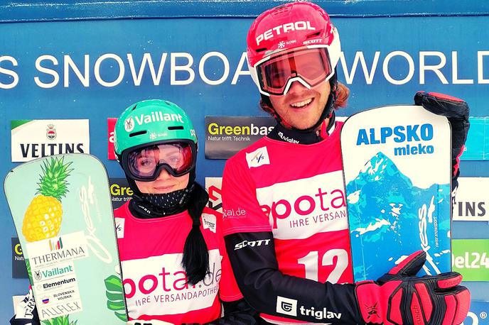Gloria Kotnik Žan Košir | Gloria Kotnik in Žan Košir sta na paraleni ekipni tekmi osvojila šesto mesto. | Foto Sloski Snowboard