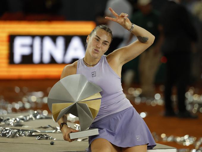 Arina Sabalenka je tretjič v karieri osvojila turnir serije WTA 1000 v Madridu.  | Foto: Reuters