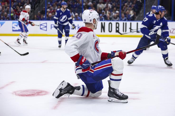 Slovak Juraj Slafkovsky je dočakal prvi trojček v končnici lige NHL. | Foto: Reuters