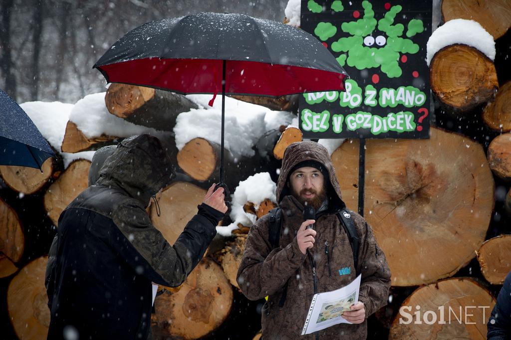 Protest proti sečnji gozda na Rožniku