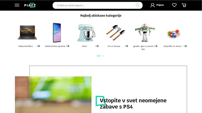 Ponudba, ki se vsak dan krepi, že zajema 35 tisoč izdelkov v 50 kategorijah, navajajo pri Telekomu Slovenije, ki skrbi za spletno tržišče PIAZZ. | Foto: S. C. (zajem zaslona)