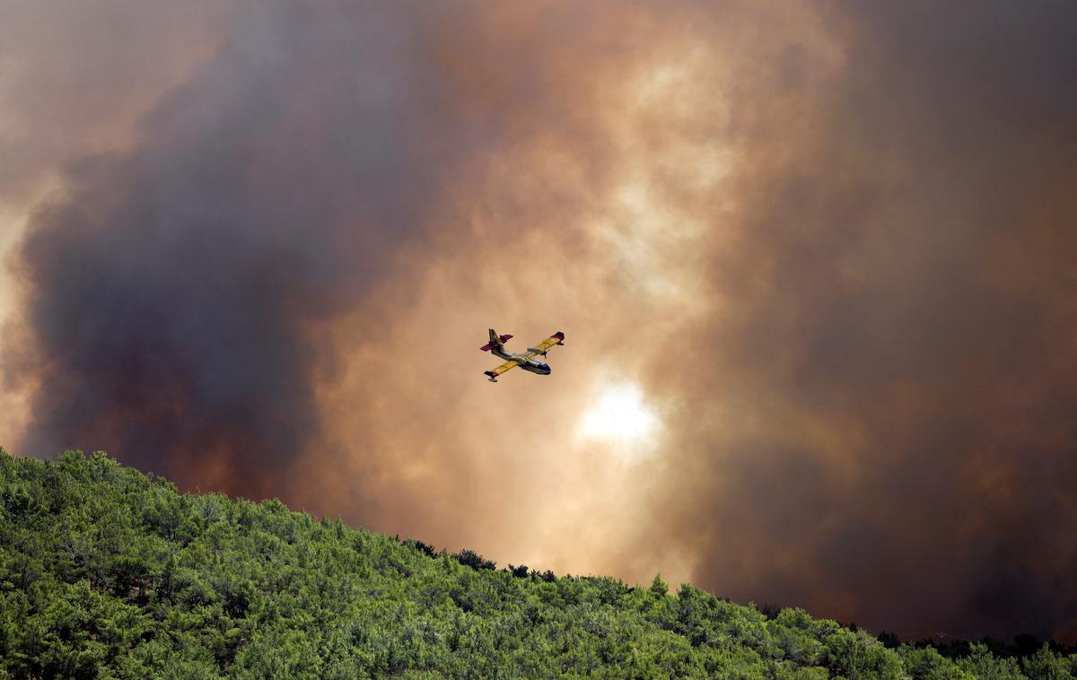 Grčija požari | Po državi je v soboto skupno izbruhnilo 46 požarov v naravi, so sporočili tamkajšnji gasilci, ki jim pri delu pomagajo letala in helikopterji. | Foto Reuters