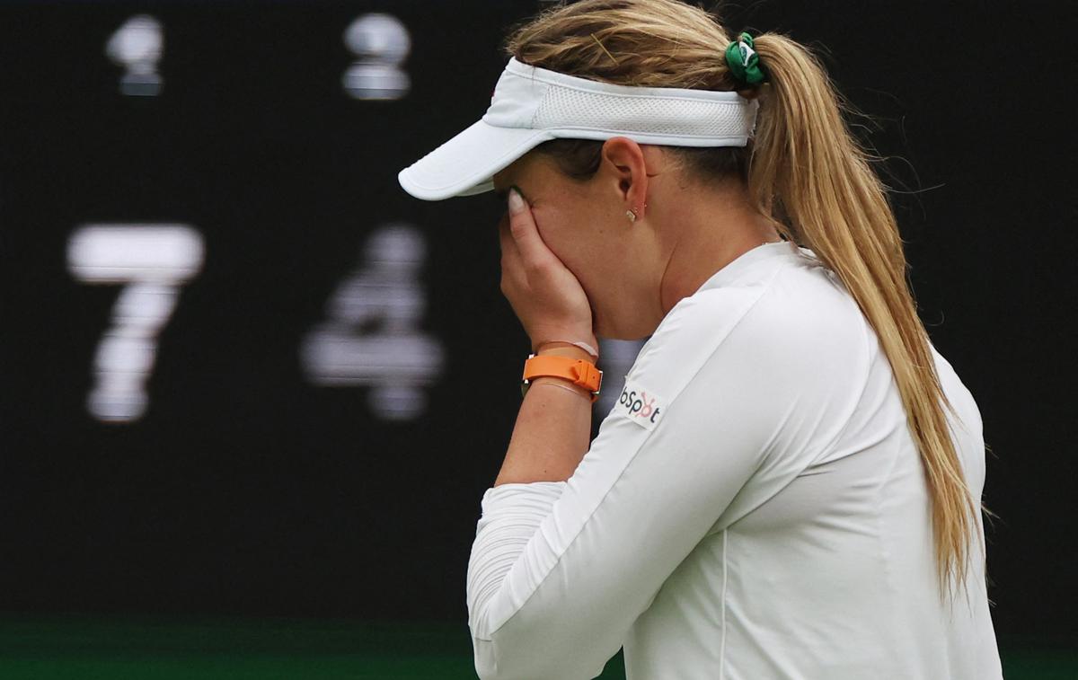 Wimbledon Donna Vekić | Donna Vekić ob uvrstitvi v polfinale Wimbledona ni mogla zadržati solz. | Foto Reuters