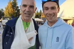 Predsednik Kolesarske zveze Slovenije padel na dogodku Primoža Rogliča