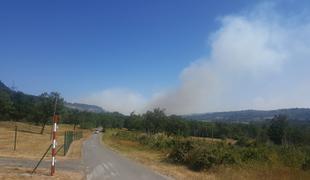 Ob železnici nad Črnim Kalom izbruhnil velik požar #foto #video