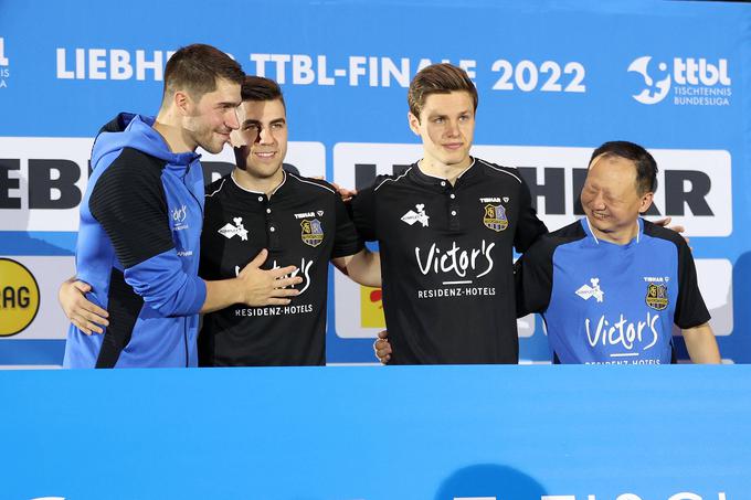 Jorgić je član nemškega kluba Saarbrücken, ob njem še Patrick Franziska,Tomas Polansky in kitajski trener Wang Zhi. | Foto: Guliverimage/Vladimir Fedorenko