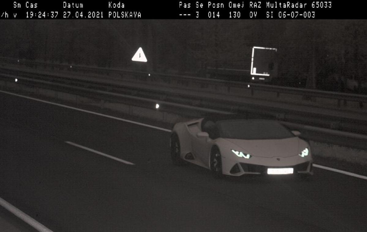 Lamborghini | Tuji voznik osebnega avtomobila znamke Lamborghini Huracan je na štajerski avtocesti vozil s hitrostjo kar 217 kilometrov na uro. | Foto Policija