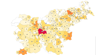 V katerih občinah je največ okužb?