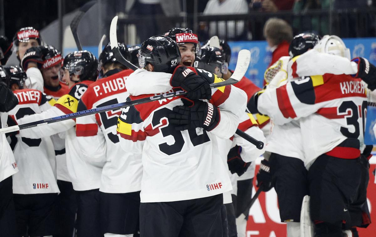 SP v hokeju 2024, Avstrija - Finska | Avstrijci so s 3:2 premagali olimpijske prvake Fince. | Foto Reuters