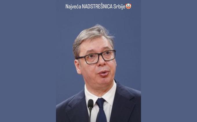 Severina je Vučića na Instagramu označila za "največji nadstrešek Srbije". | Foto: Instagram/posnetek zaslona