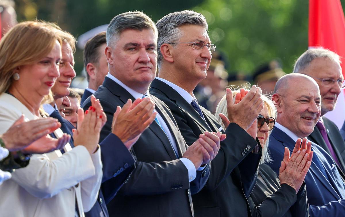 Vojaška parada v Zagrebu, Andrej Plenković in Zoran Milanović | Obletnico Nevihte na Hrvaškem praznujejo 5. avgusta, ta dan pa velja za enega največjih državnih praznikov. | Foto Sanjin Strukic/Pixsell