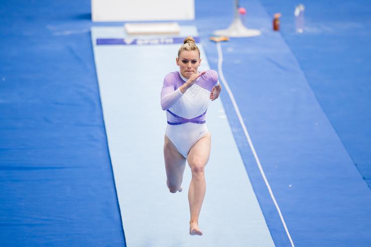 Teja Belak: Z današnjim nastopom nisem najbolj zadovoljna, predvsem zato, ker mi je le 0,016 točke odneslo tretje mesto.  | Foto: Grega Valančič