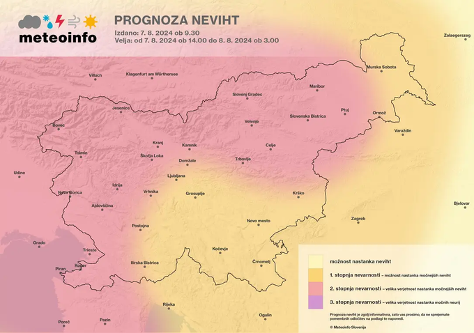 prognoza neviht 07082024 | Foto: Meteoinfo Slovenija