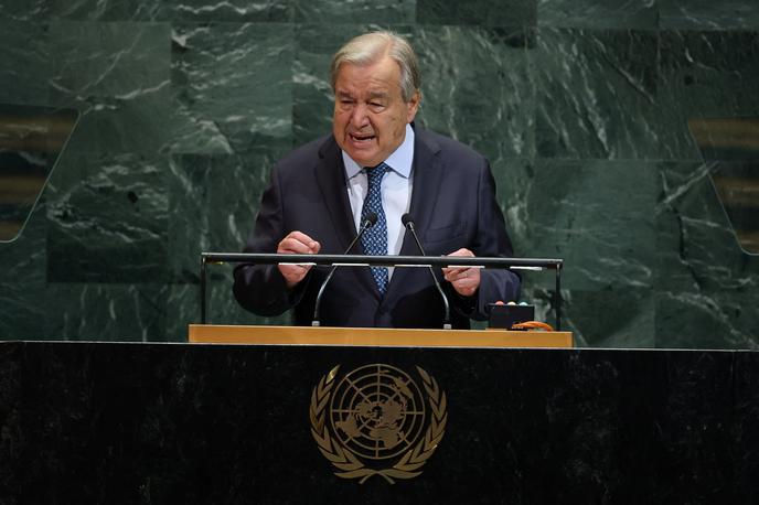 Antonio Guterres | Generalni sekretar ZN Antonio Guterres je v govoru dejal, da so svetovni voditelji pred 80 leti ustanovili sistem za preprečitev ponovitev grozodejstev druge svetovne vojne in izbruha tretje. | Foto Reuters